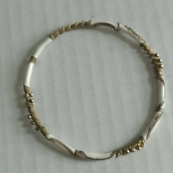 Set of Three Dainty White & Gold tone Bracelets - Picture 9 of 11